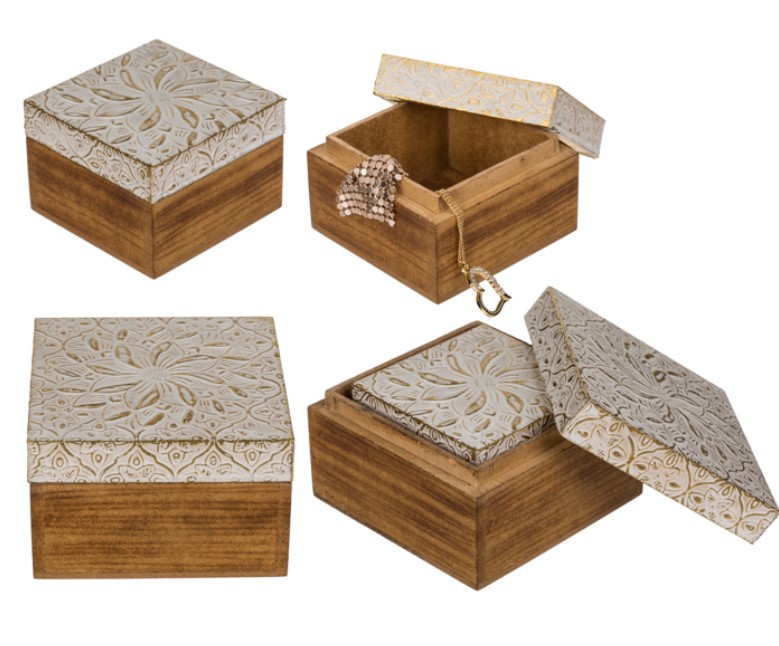 Drewniane szkatułki(złote)